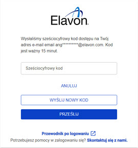 okienko loginu- sześciocyfrowy kod dostępu- Elavon